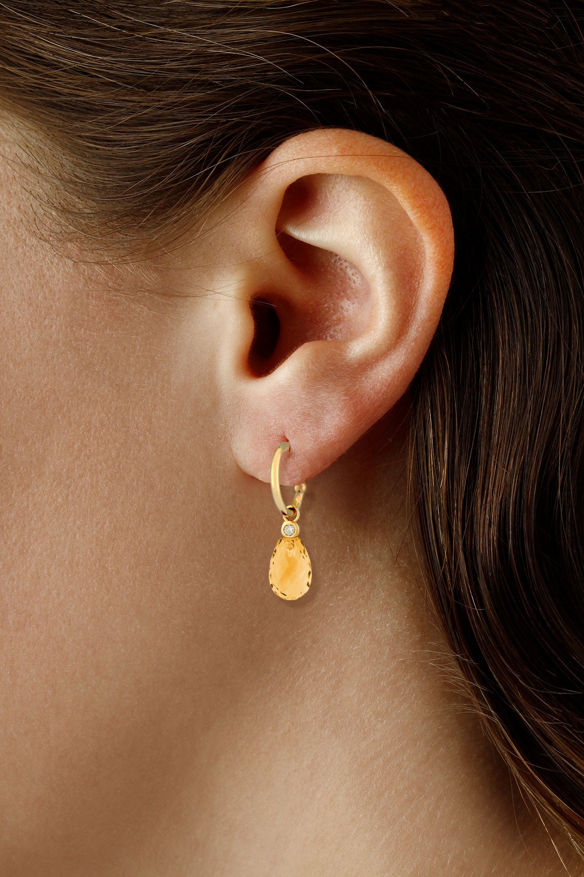 Citrine Diamond Hoop Dangle