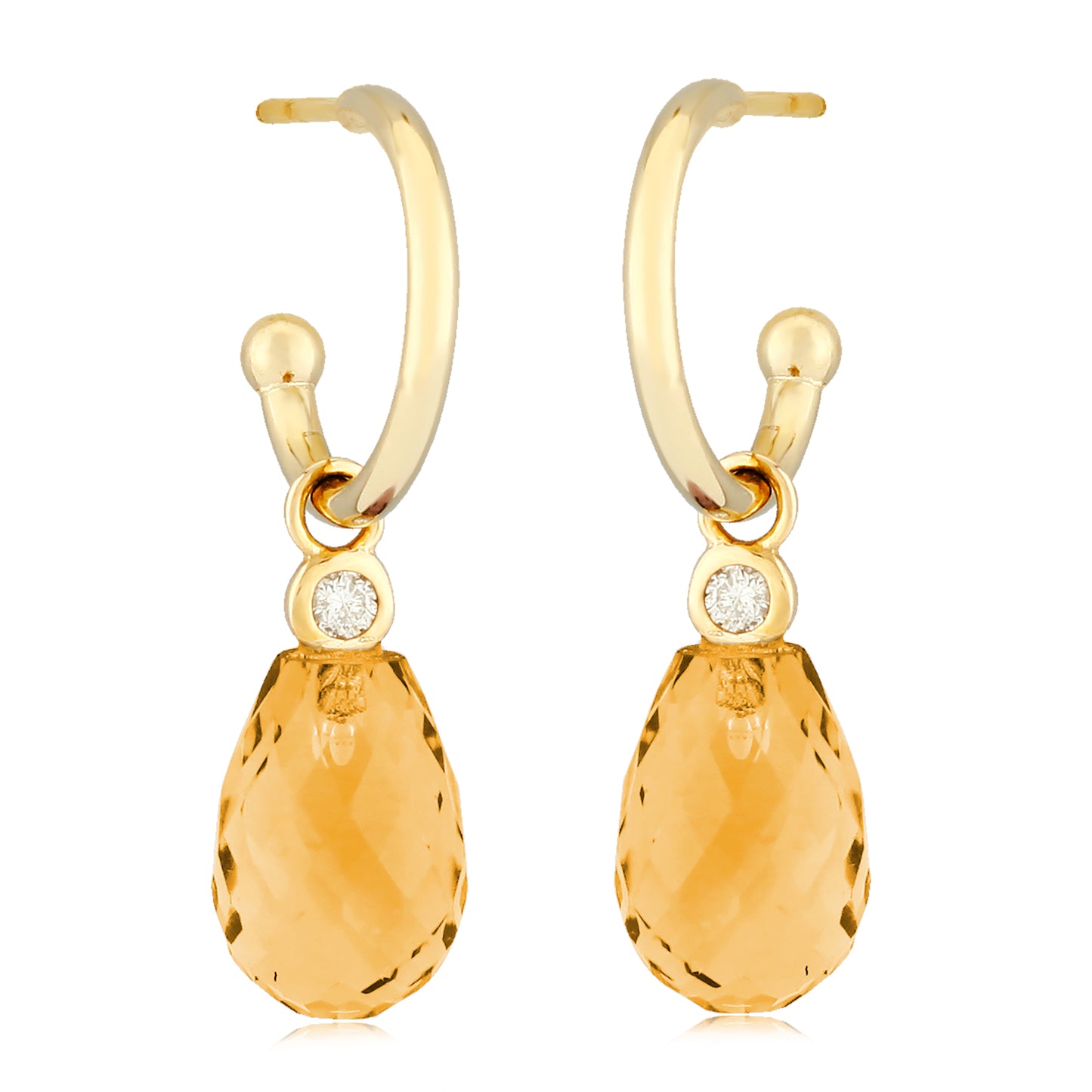 Citrine Diamond Hoop Dangle