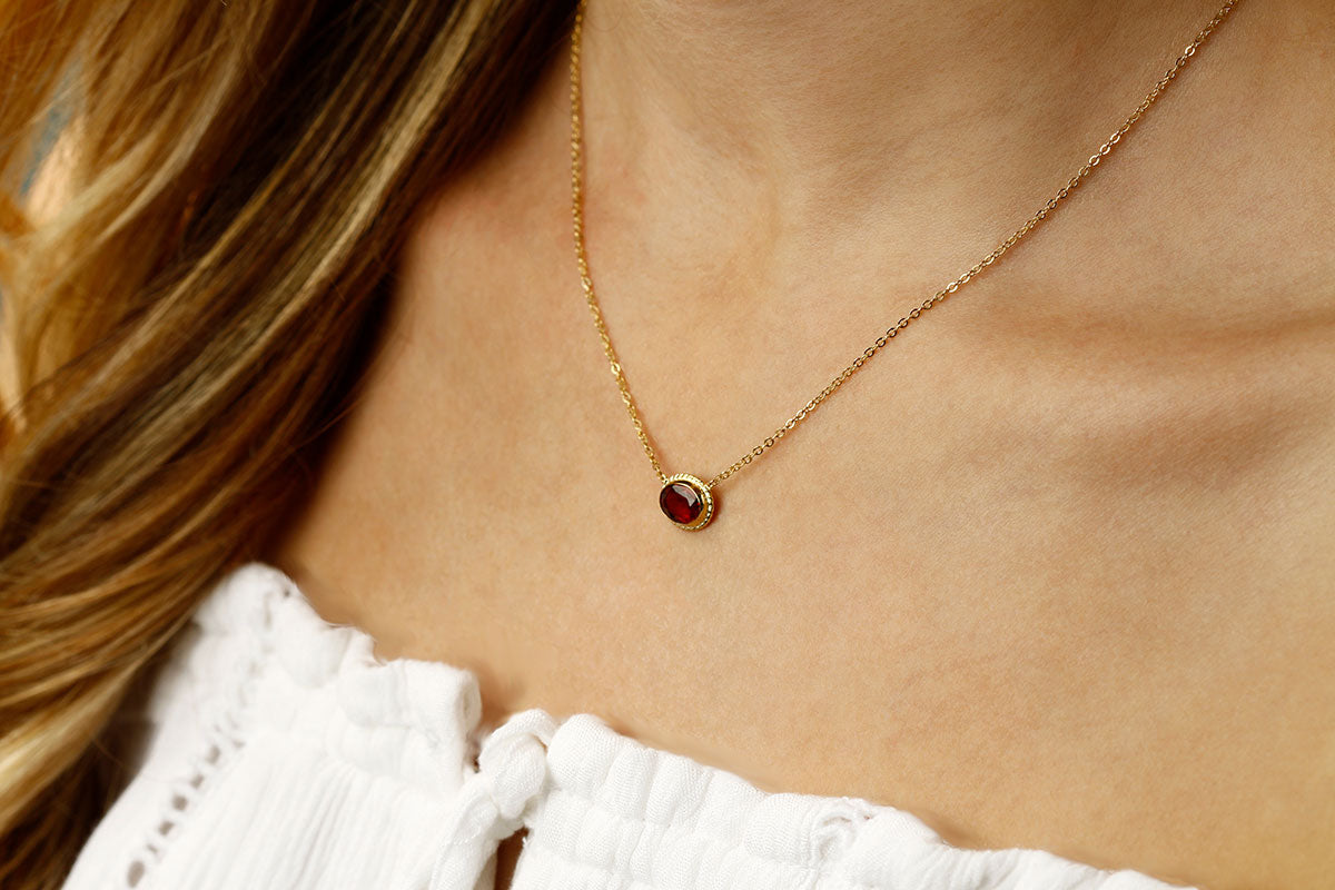 East West Garnet Necklace