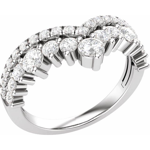 Double Row Contour Diamond Ring