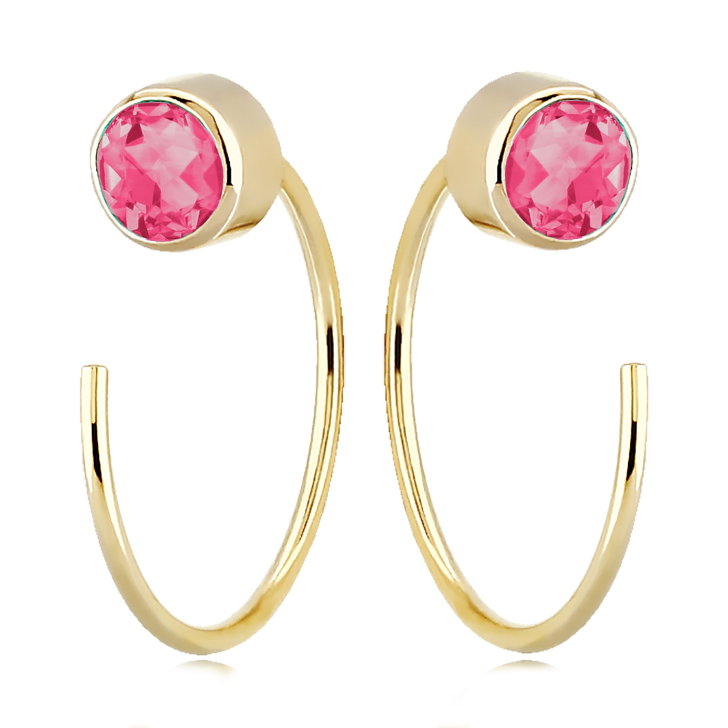 Pink Tourmaline Threader Hoop