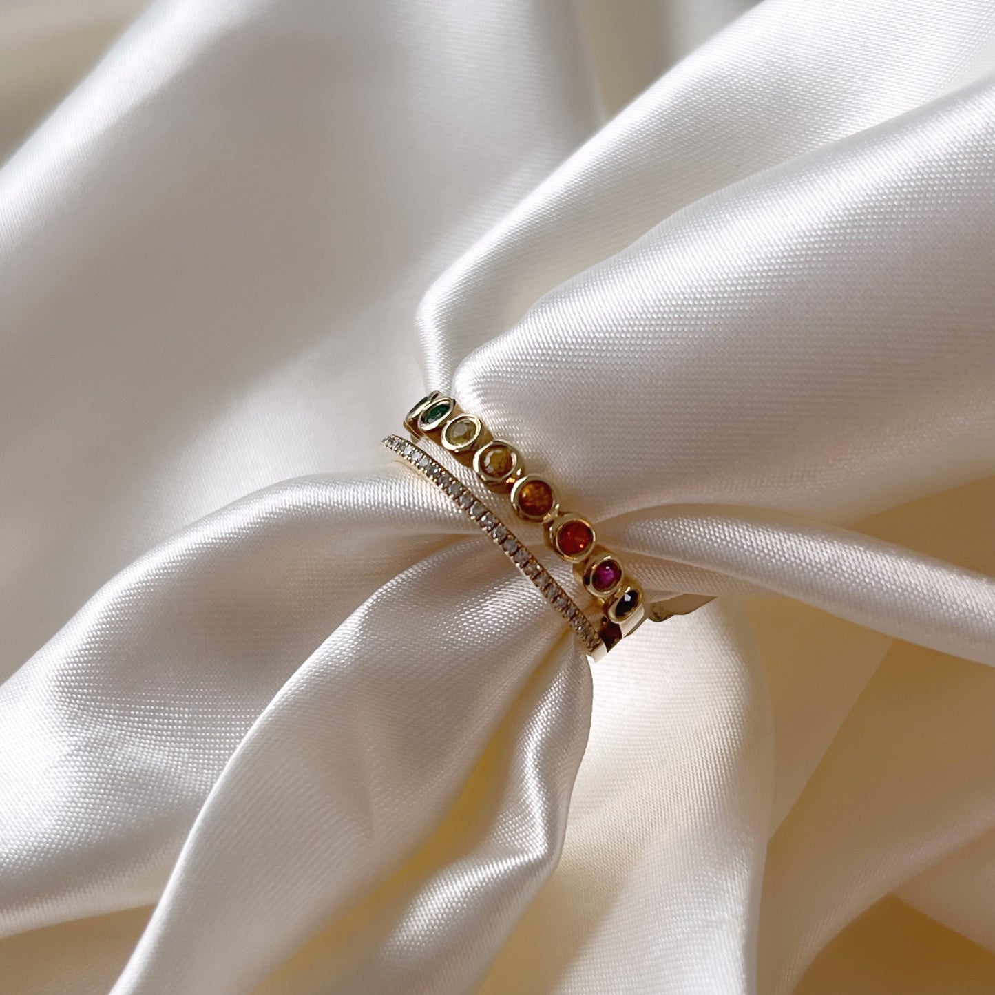 Rainbow Sapphire and Diamond Ring