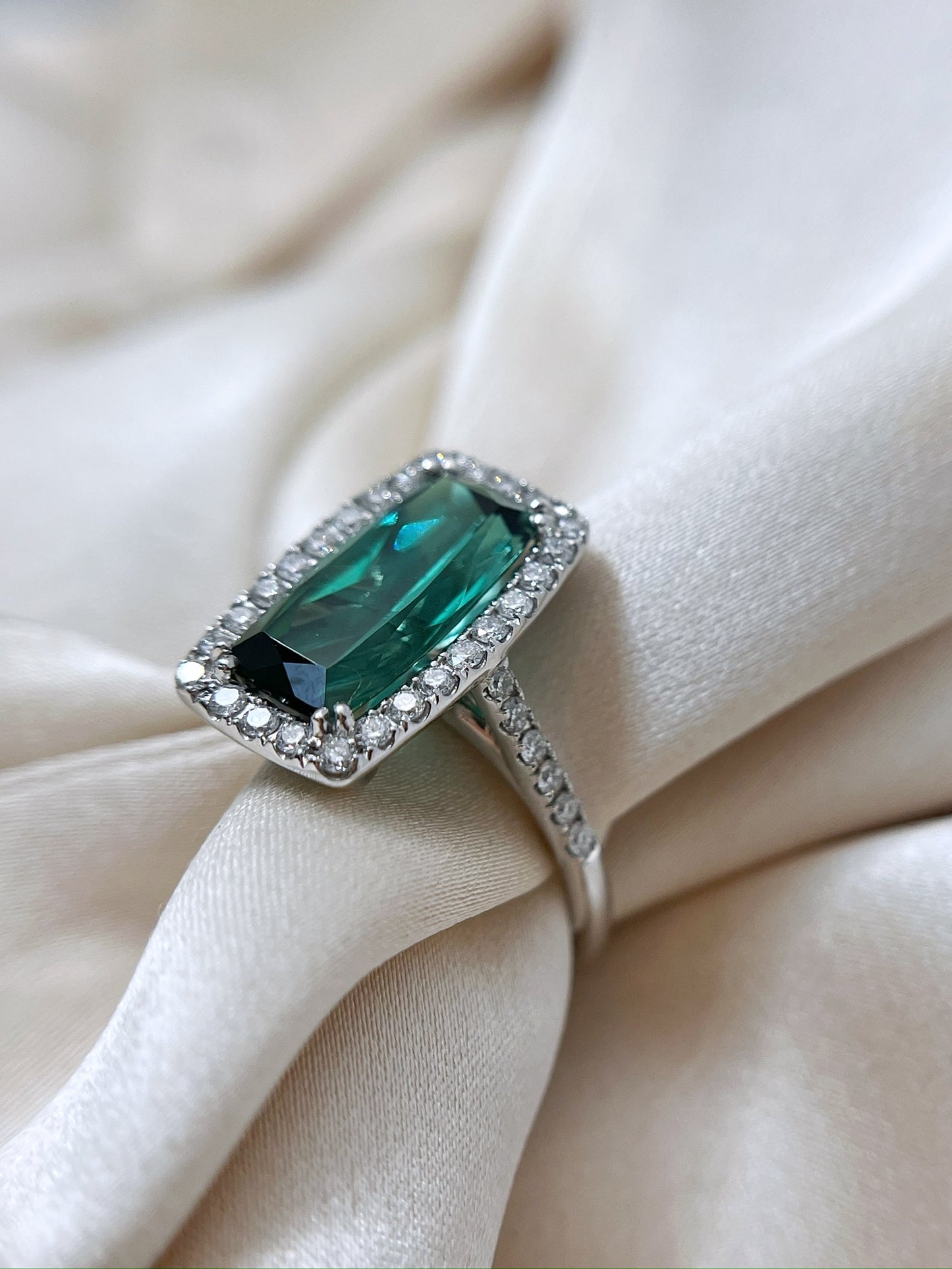 Elongated Green Tourmaline Ring