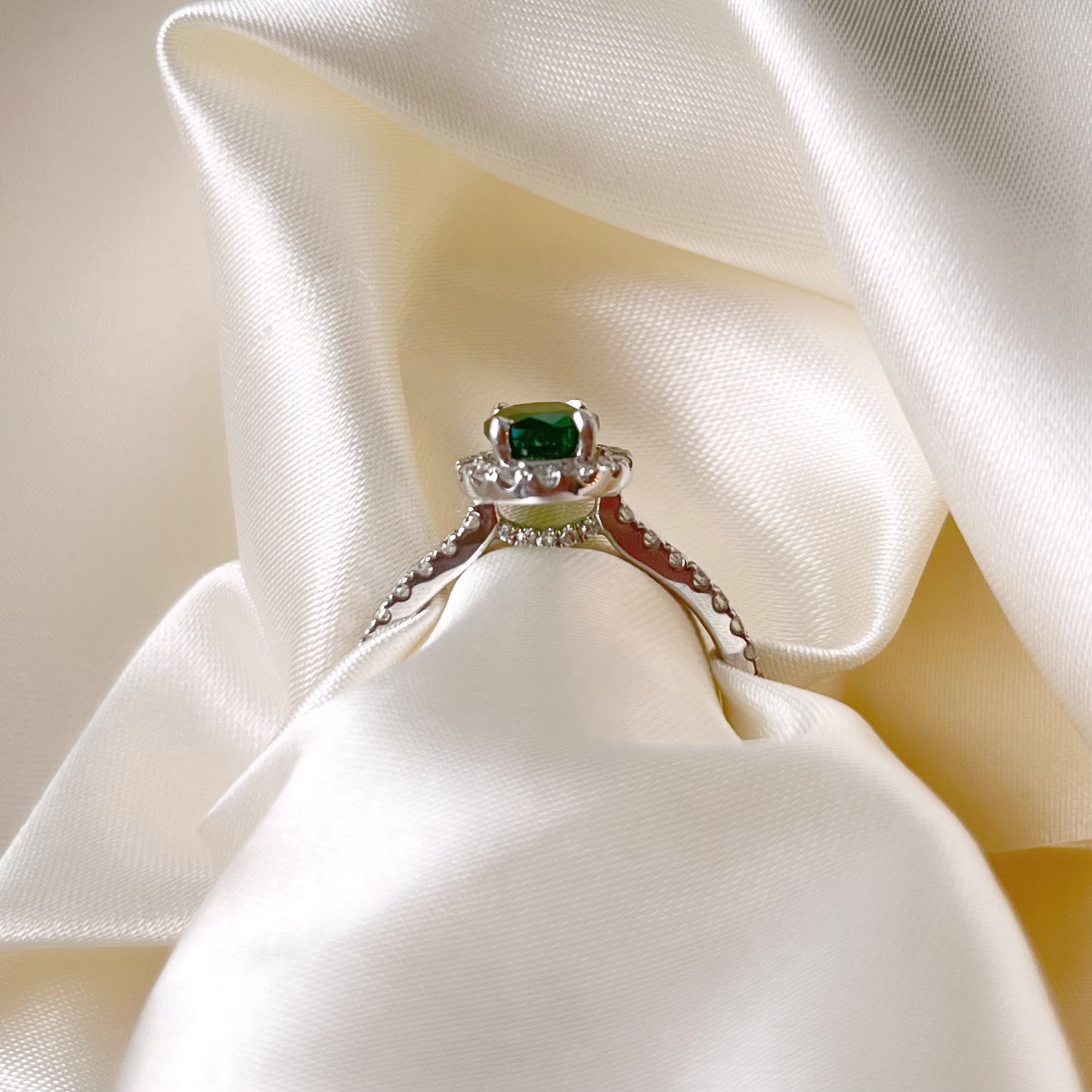 Tsavorite Garnet oval halo Ring