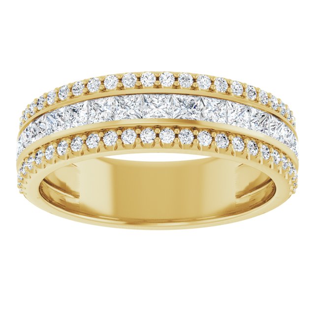 Channel Triple Row Lab Grown Wedding Ring