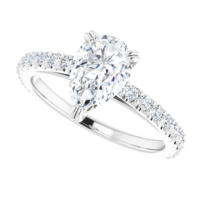 Lab Grown Pear Accented Engagement Ring