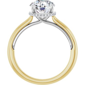 Lab Grown Round Hidden Halo Two Tone Engagement Ring