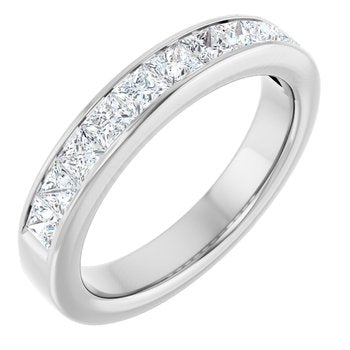 Channel Set Princess Cut Lab Grown Wedding Ring