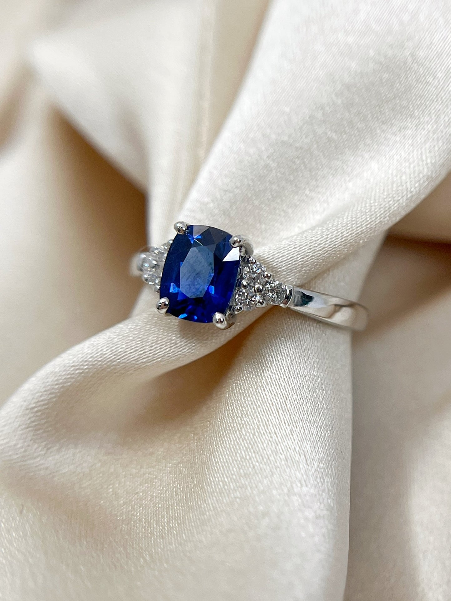 Blue Sapphire and Diamond Ring