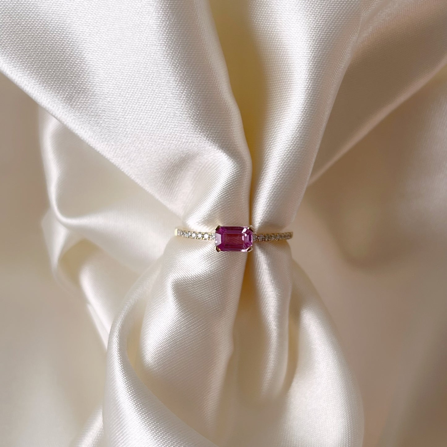 Pink Sapphire and Diamond Ring