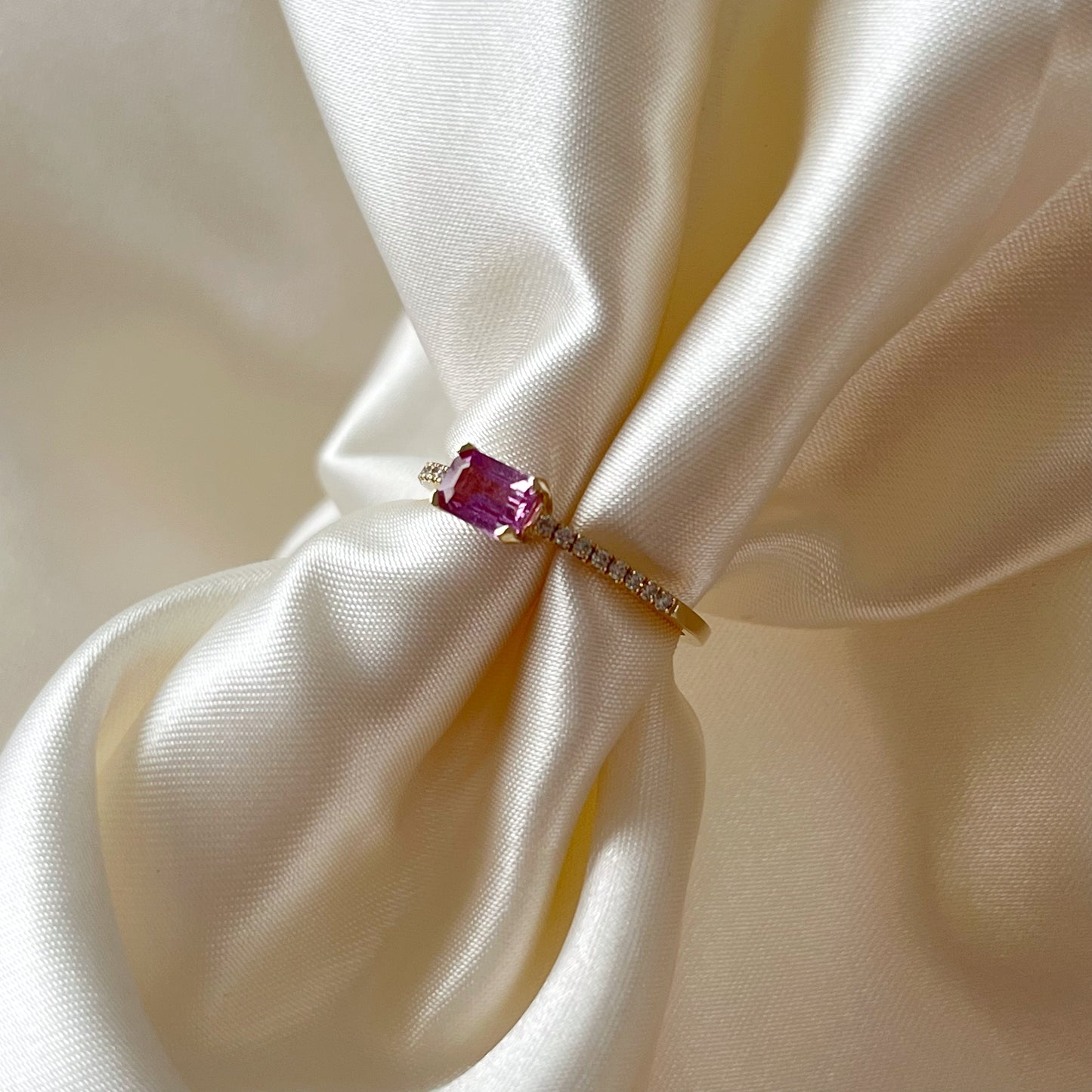 Pink Sapphire and Diamond Ring