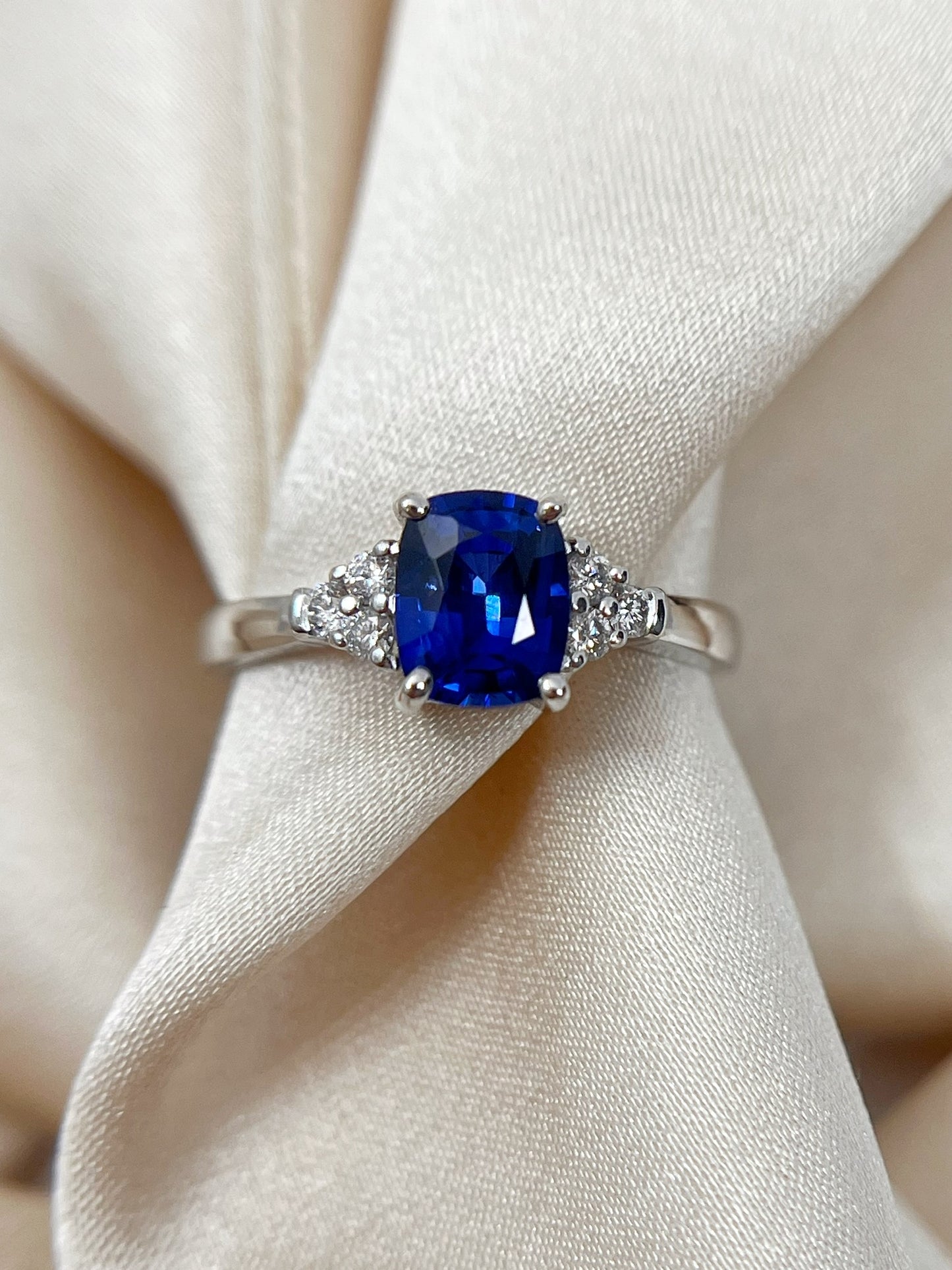 Blue Sapphire and Diamond Ring