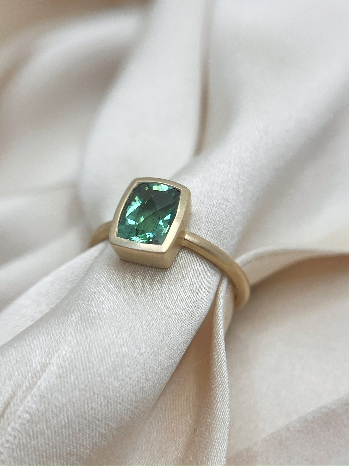 Green Tourmaline Bezel Ring
