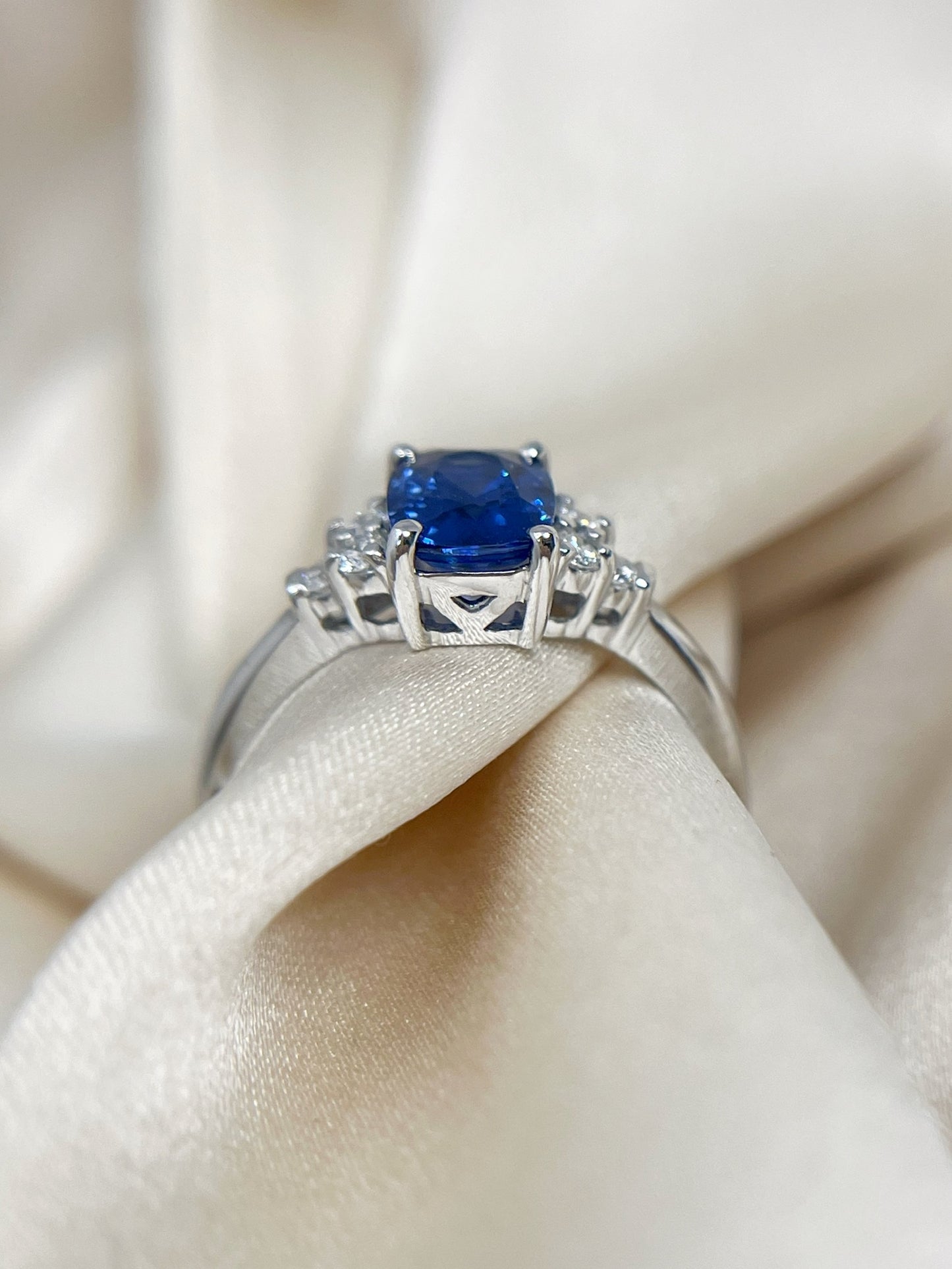 Blue Sapphire and Diamond Ring