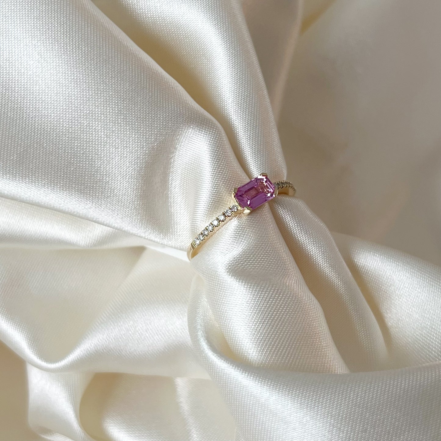 Pink Sapphire and Diamond Ring