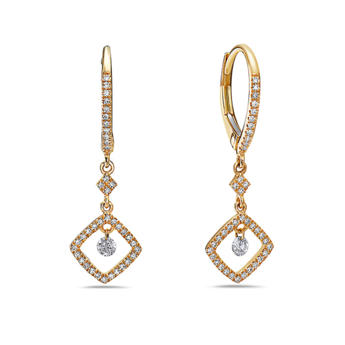 Dainty Diamond Frame Earrings with Laser Drilled Diamond Center