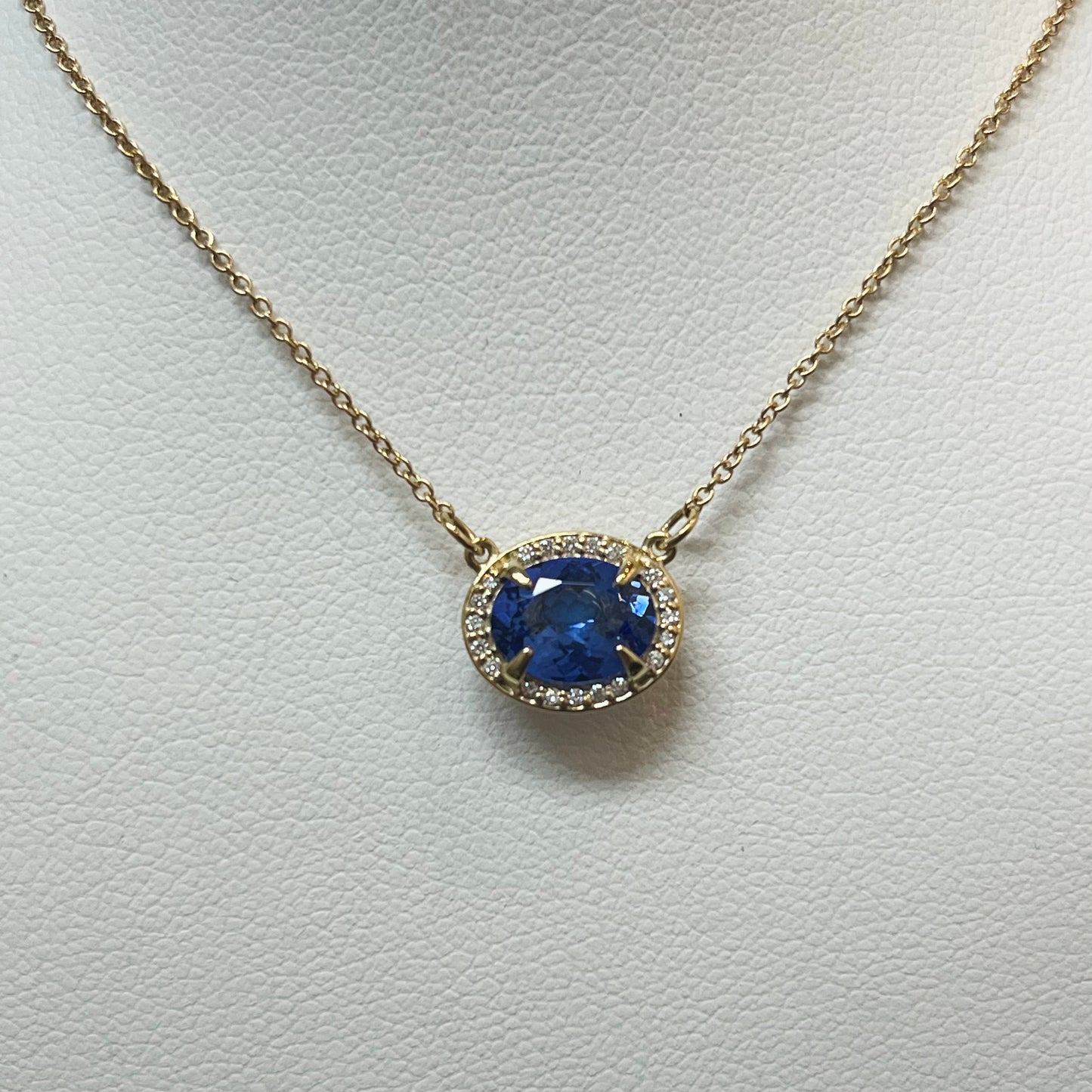 Tanzanite Halo Necklace