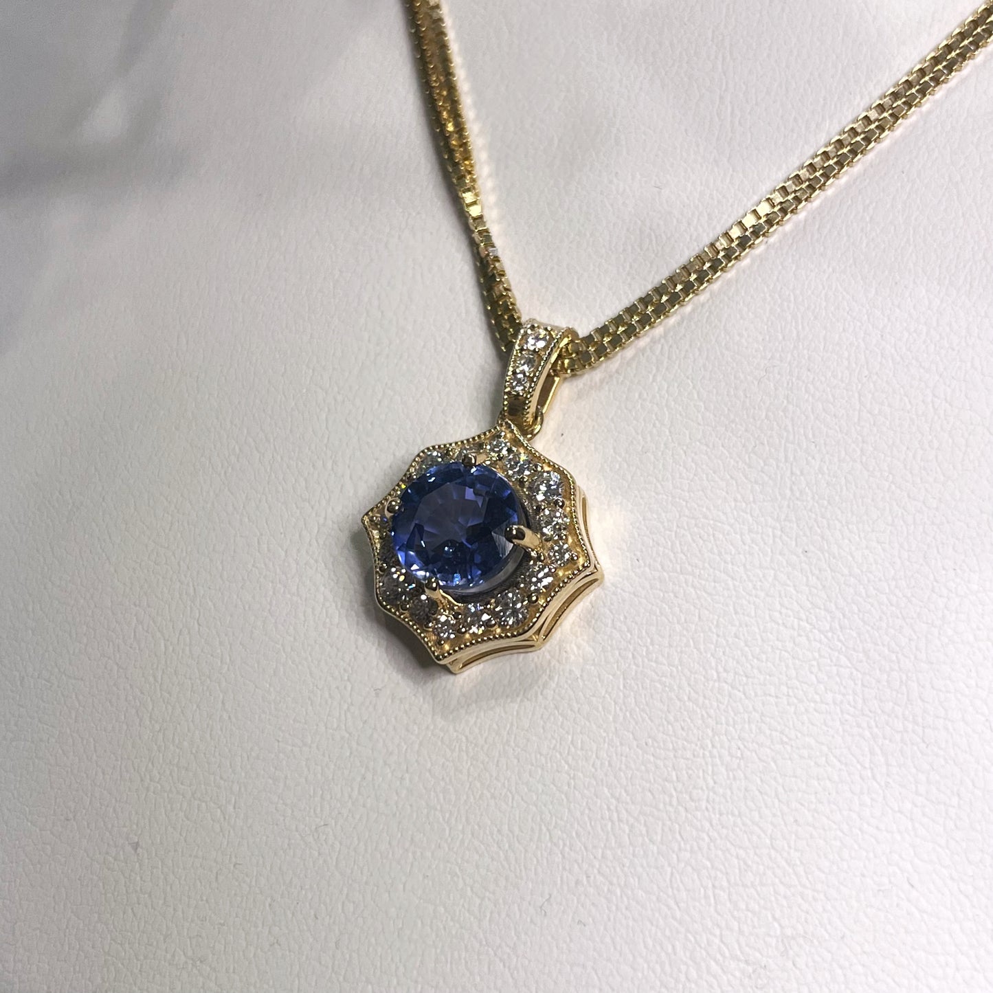 Sapphire Halo Pendant - Lab grown