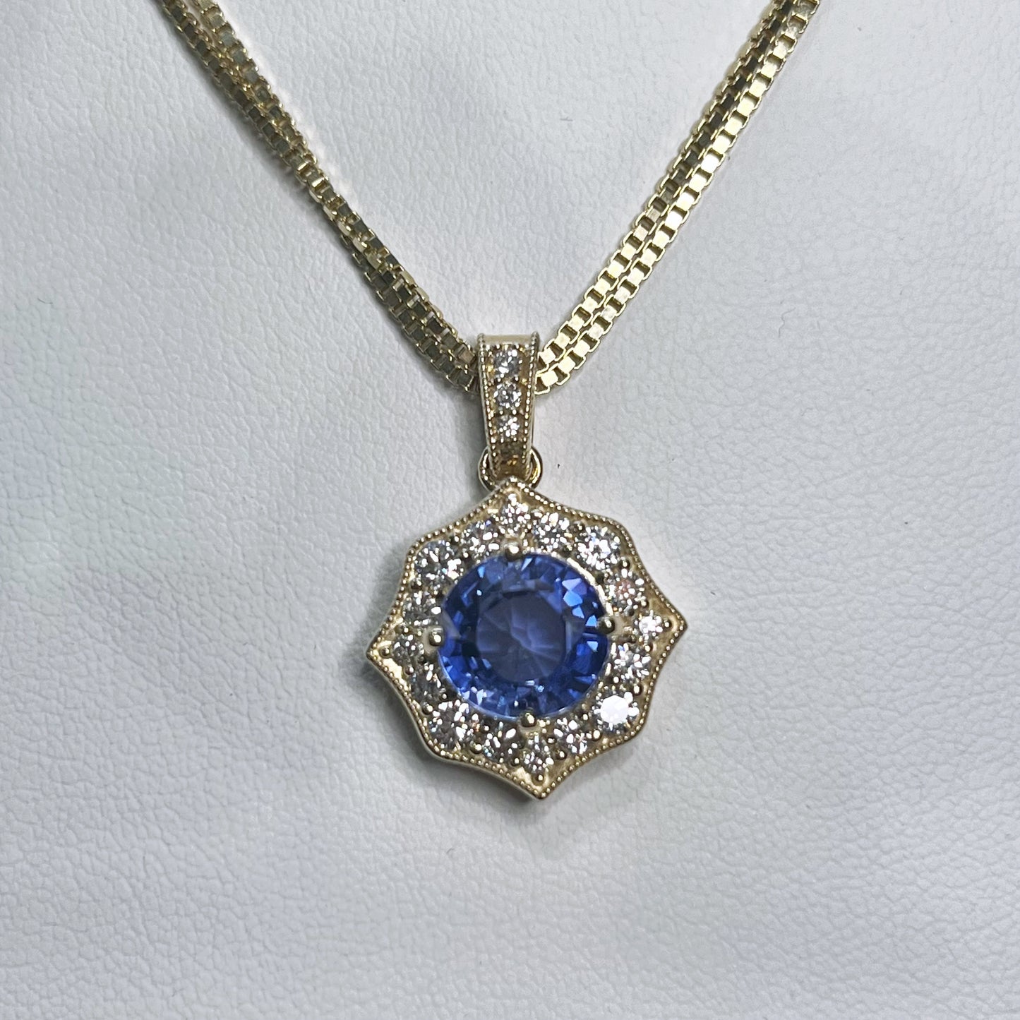 Sapphire Halo Pendant - Lab grown