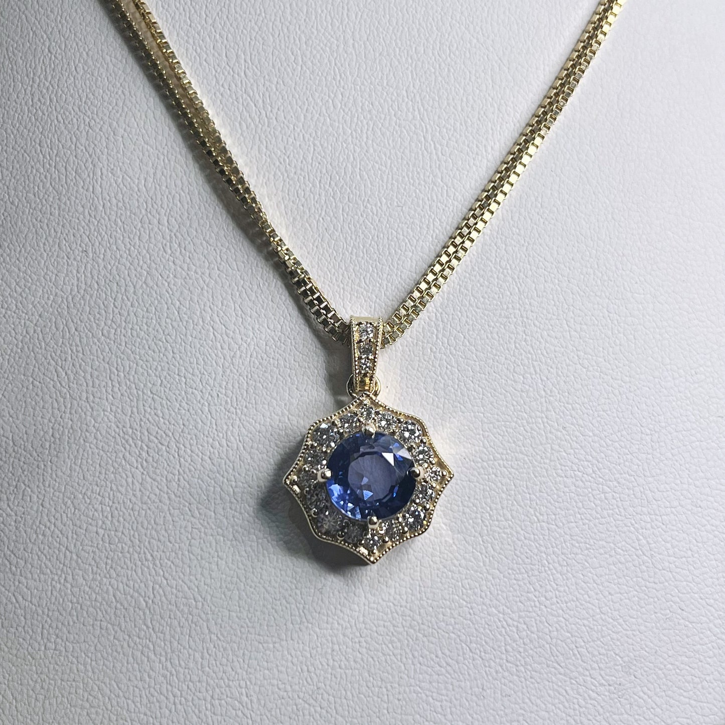 Sapphire Halo Pendant - Lab grown