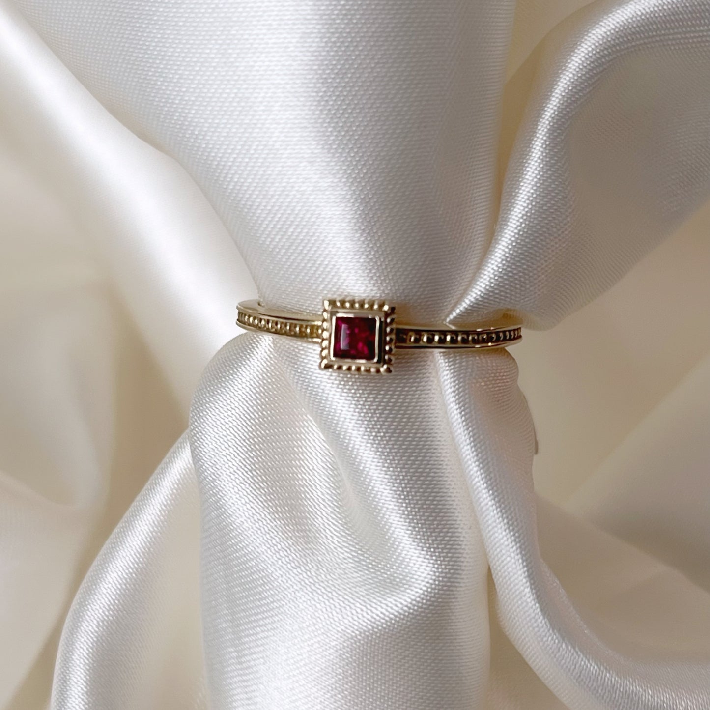 Ruby Milgrain Stacking Ring