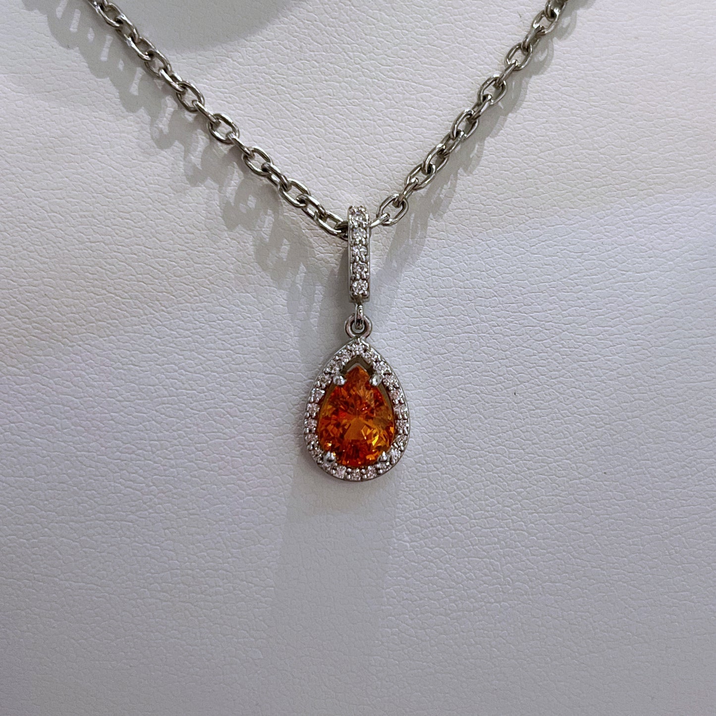 Spessartite Garnet and Diamond Pendant