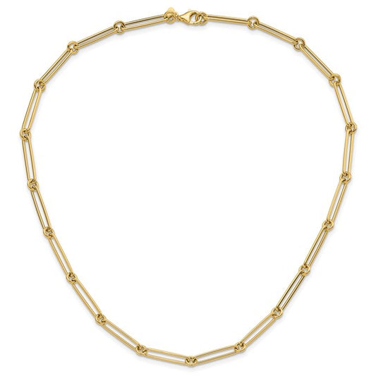 14K Polished Hollow Paperclip Link Necklace