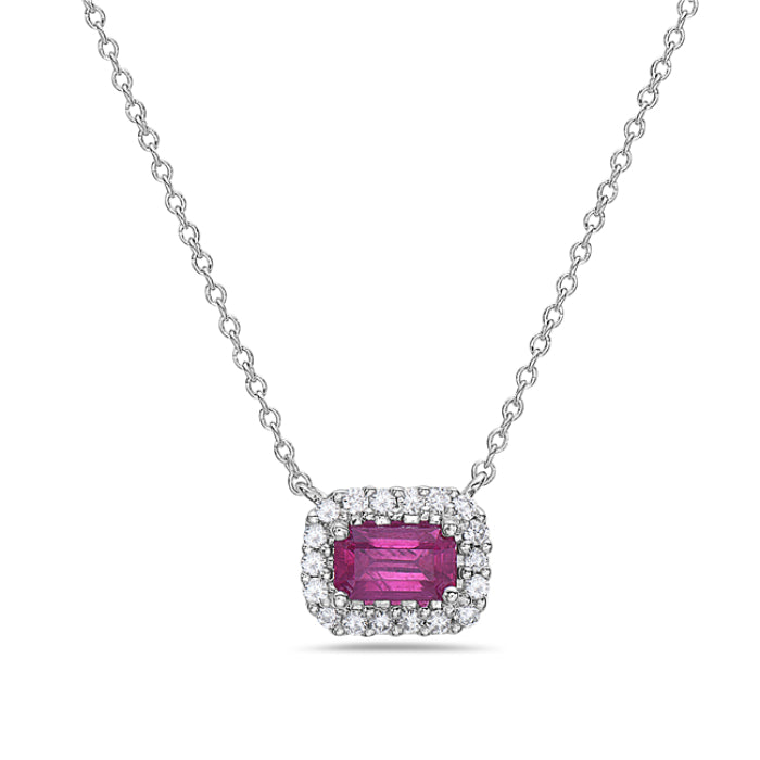 East West Ruby Baguette Necklace