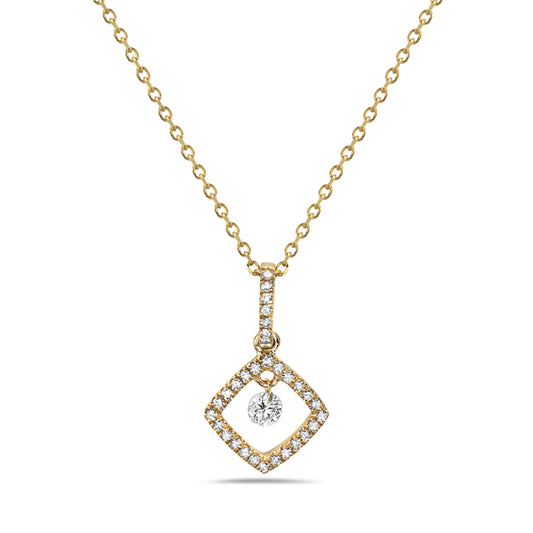 Dainty Diamond Frame Necklace with Laser Drilled Diamond Center