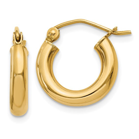 14K Small 3mm Huggie Hoop Earrings