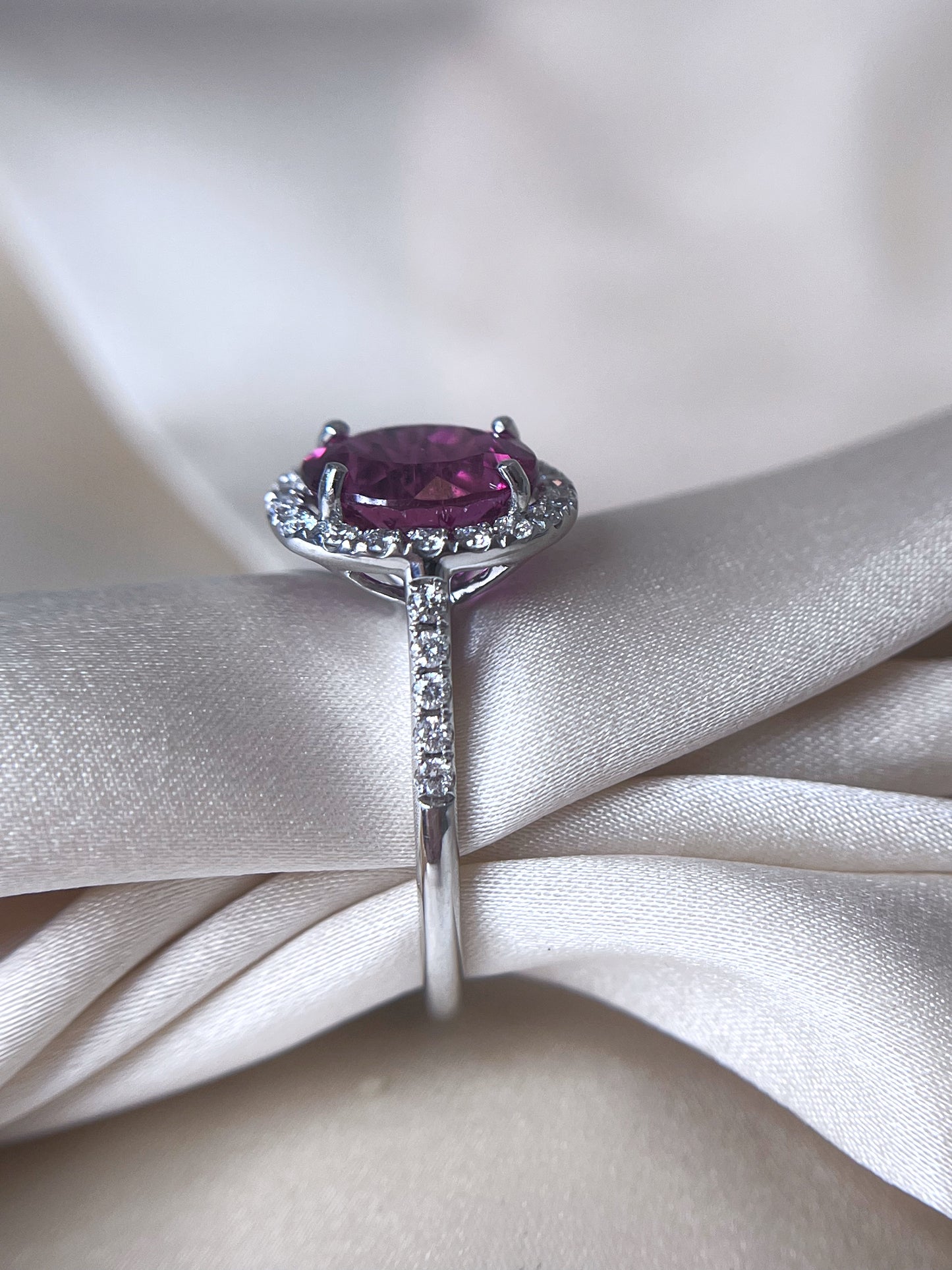 Pink Tourmaline and Diamond Ring