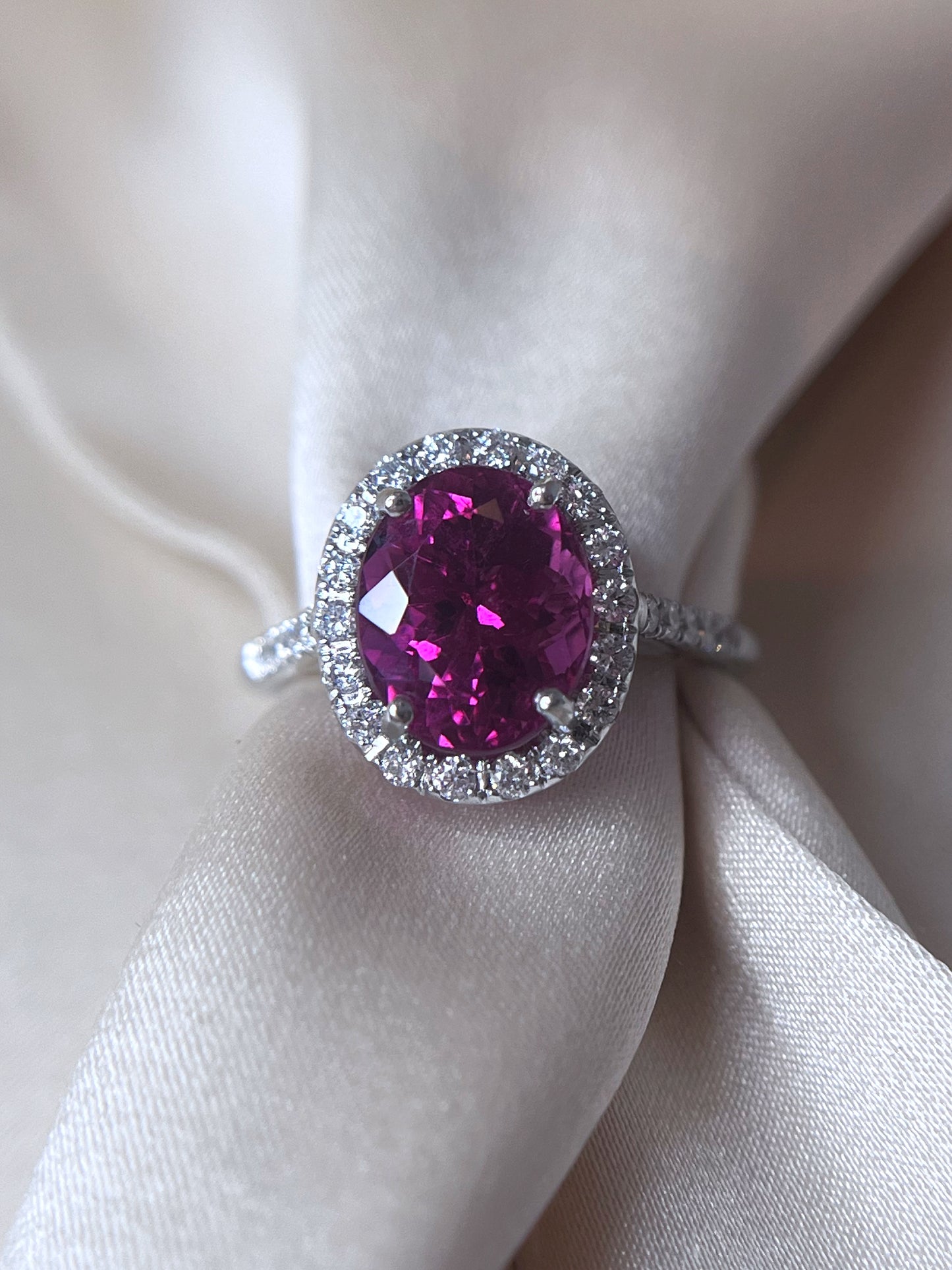 Pink Tourmaline and Diamond Ring