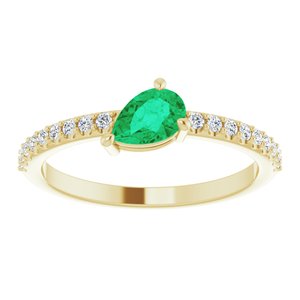 Emerald and Diamond Pear Shaped Ring