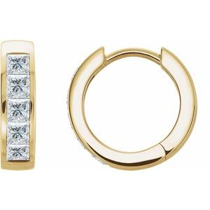 Lynne Princess Cut Diamond Huggie Hoops