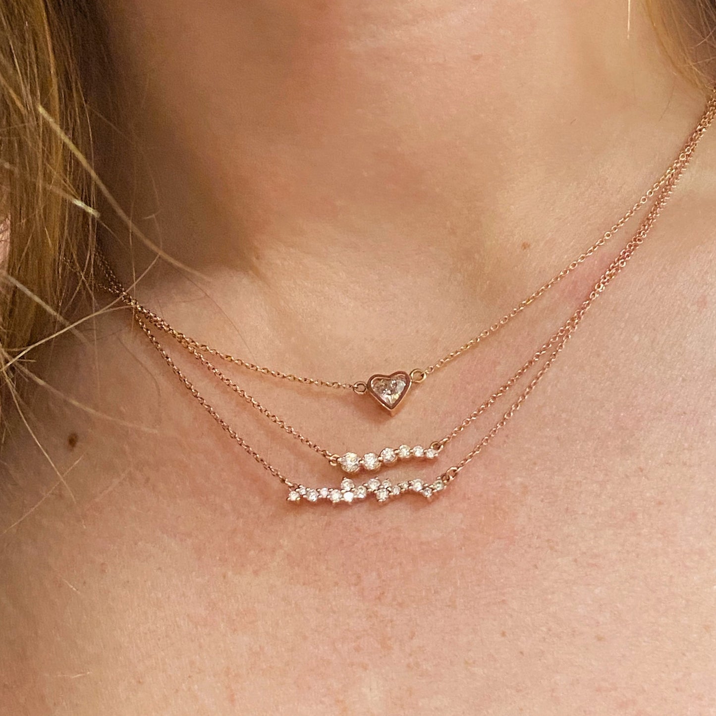 Rose Gold Graduated Bar Necklace