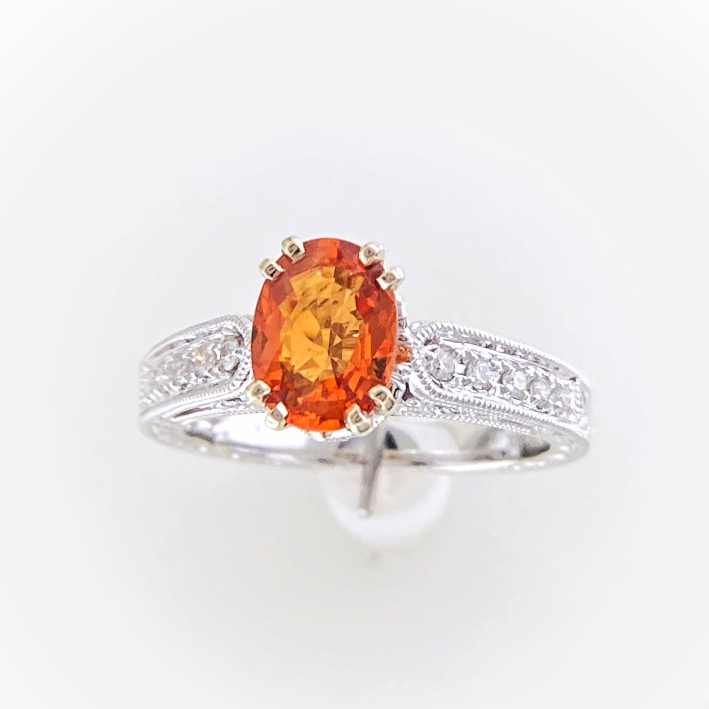 Spessartite Garnet and Diamond Ring