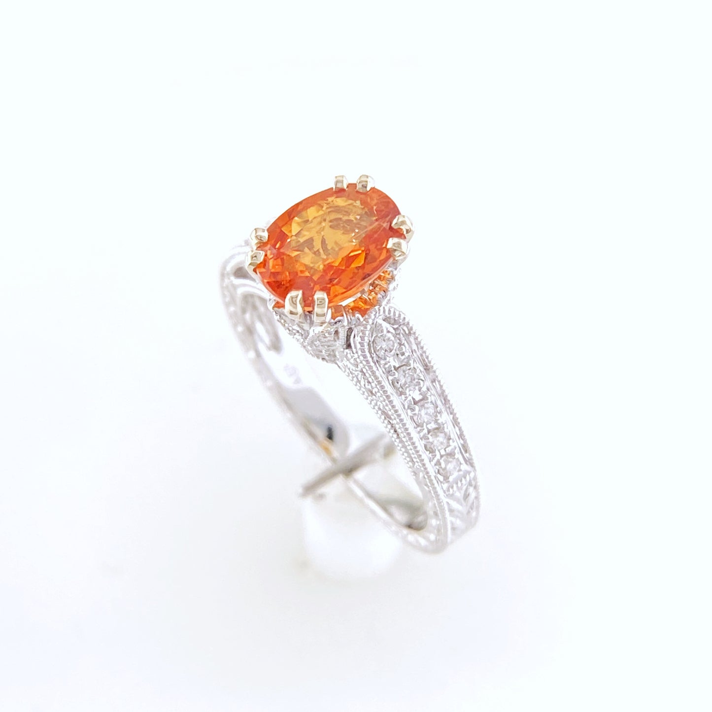 Spessartite Garnet and Diamond Ring