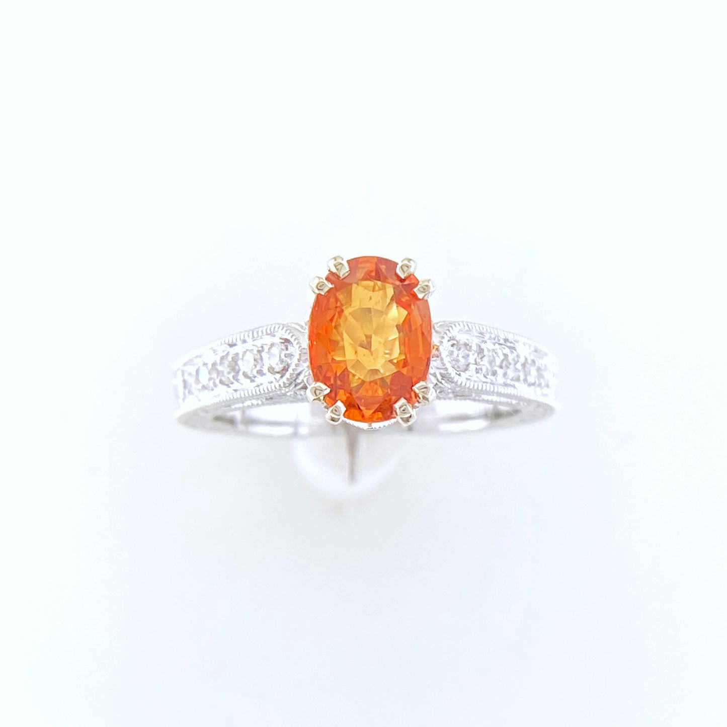 Spessartite Garnet and Diamond Ring