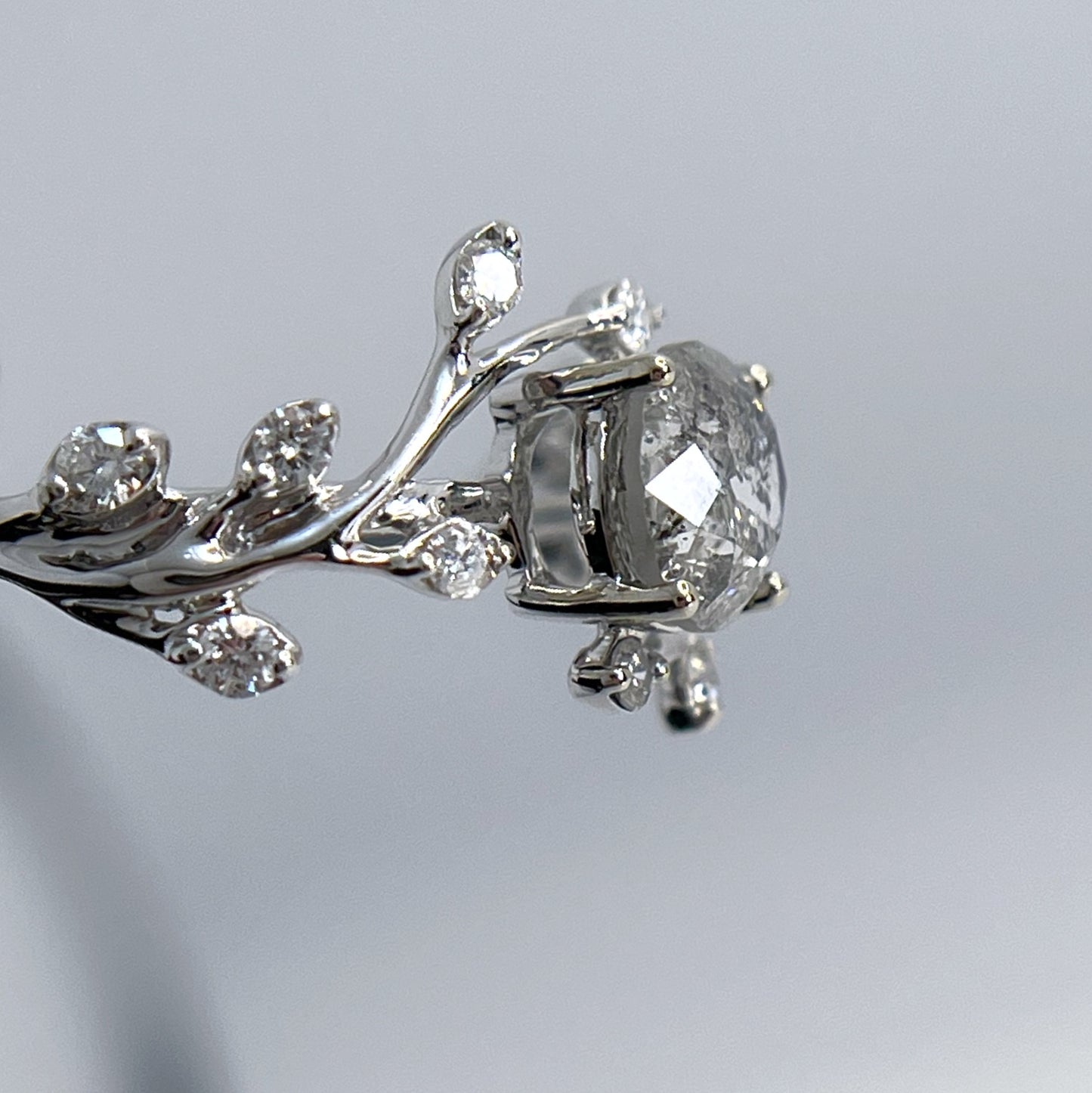 Floral Inspired Salt + Pepper Diamond Ring