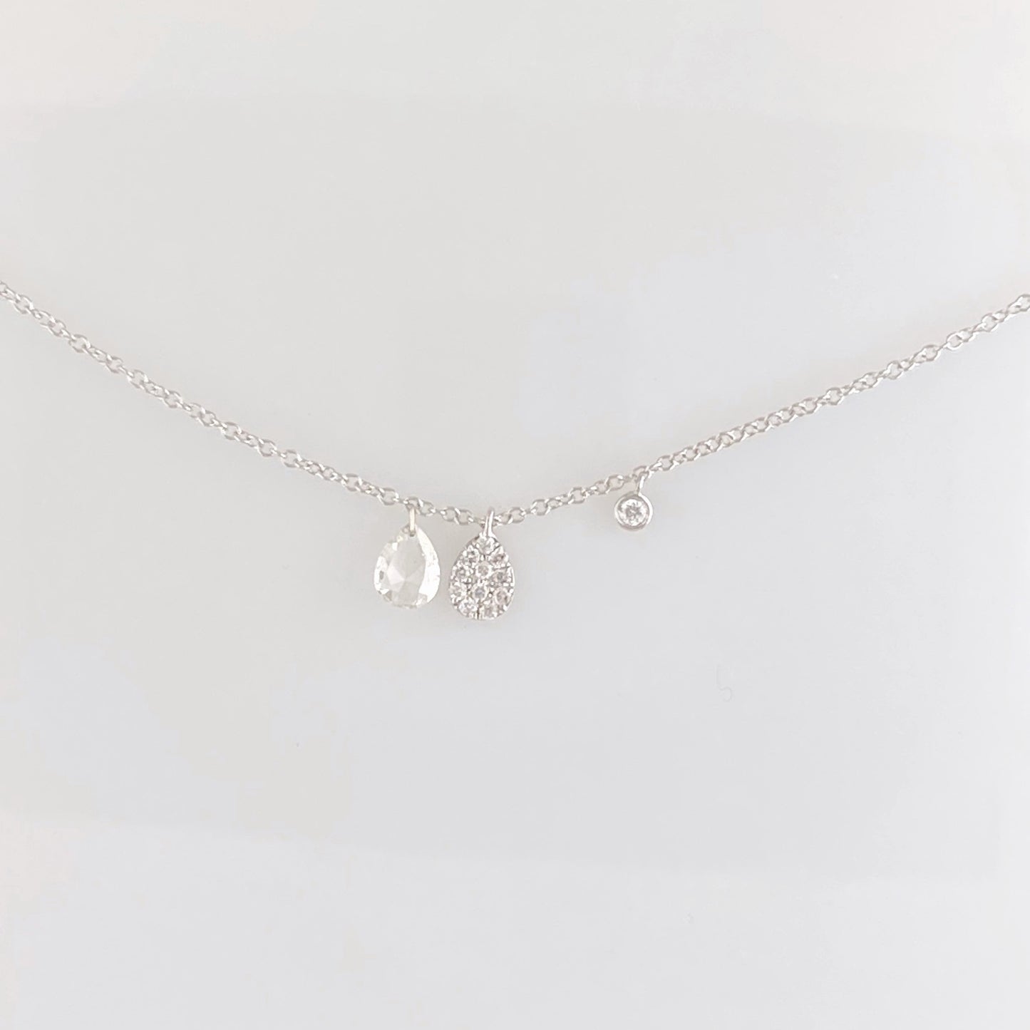 Pear Shaped Diamond Station Necklace