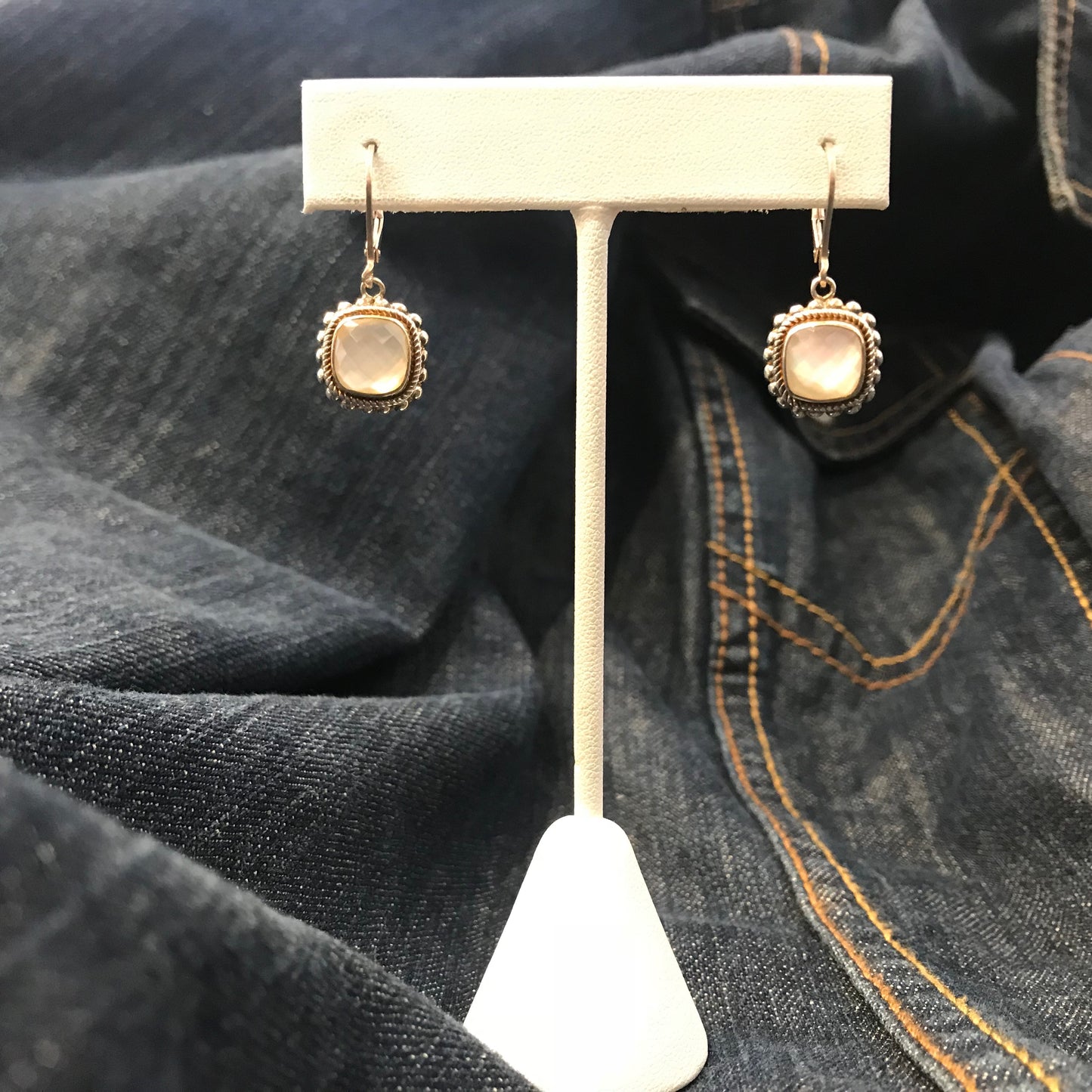 Quartz over Mother Of Pearl Earrings