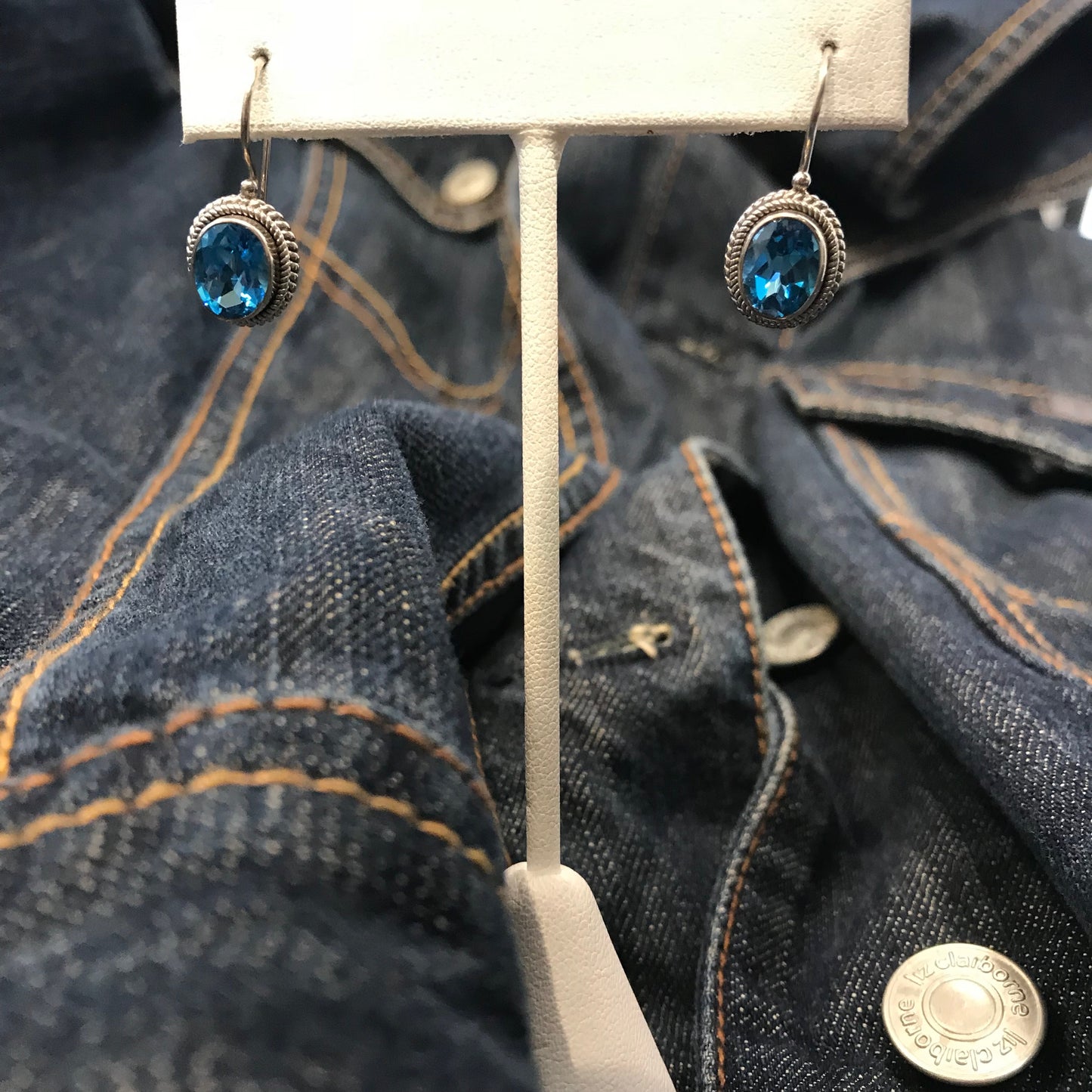 Braided oval Blue Topaz earrings