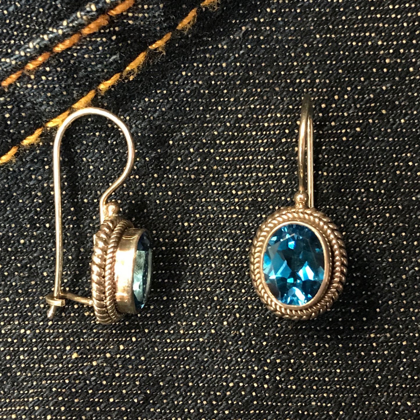 Braided oval Blue Topaz earrings