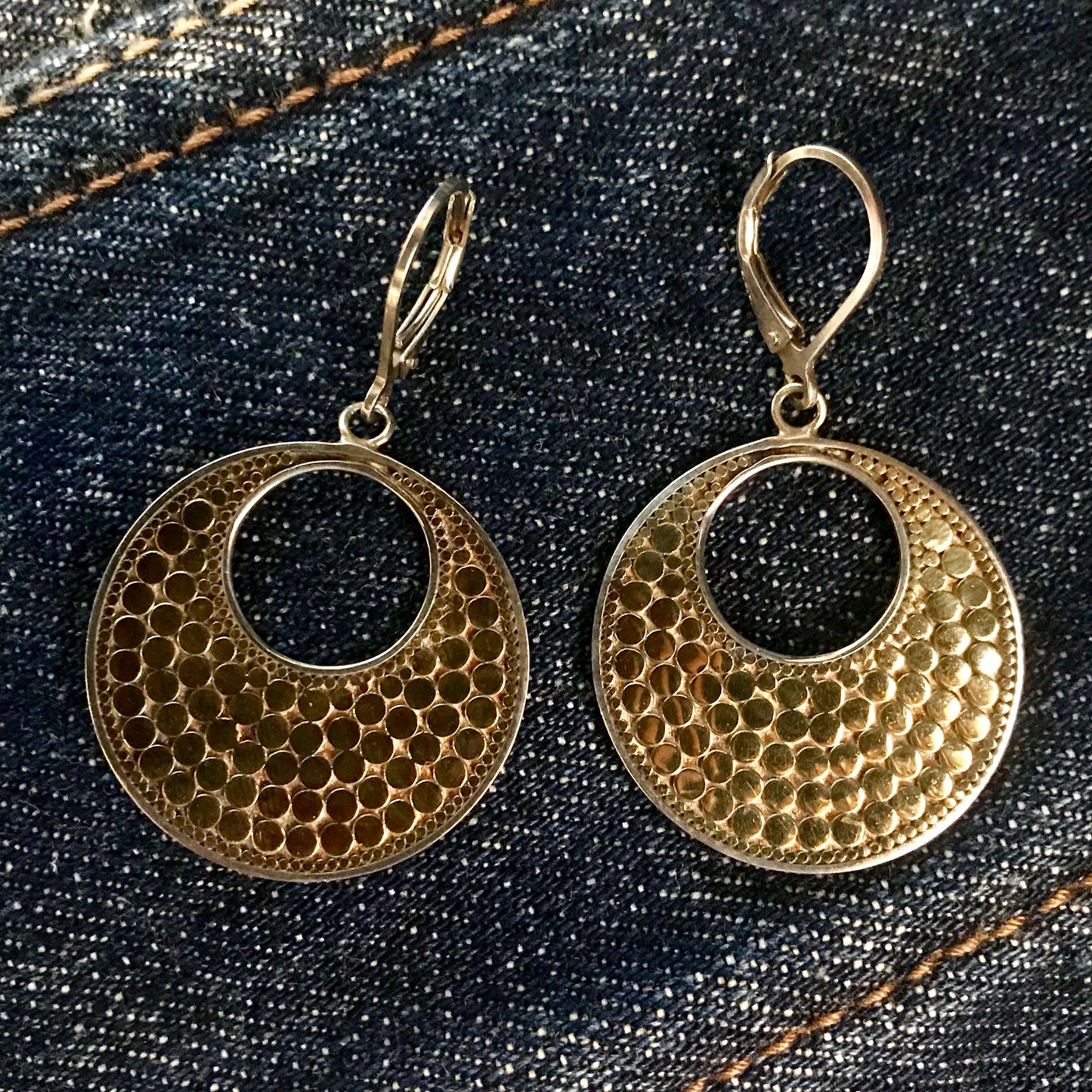 Textured Two-Tone Circle Earrings