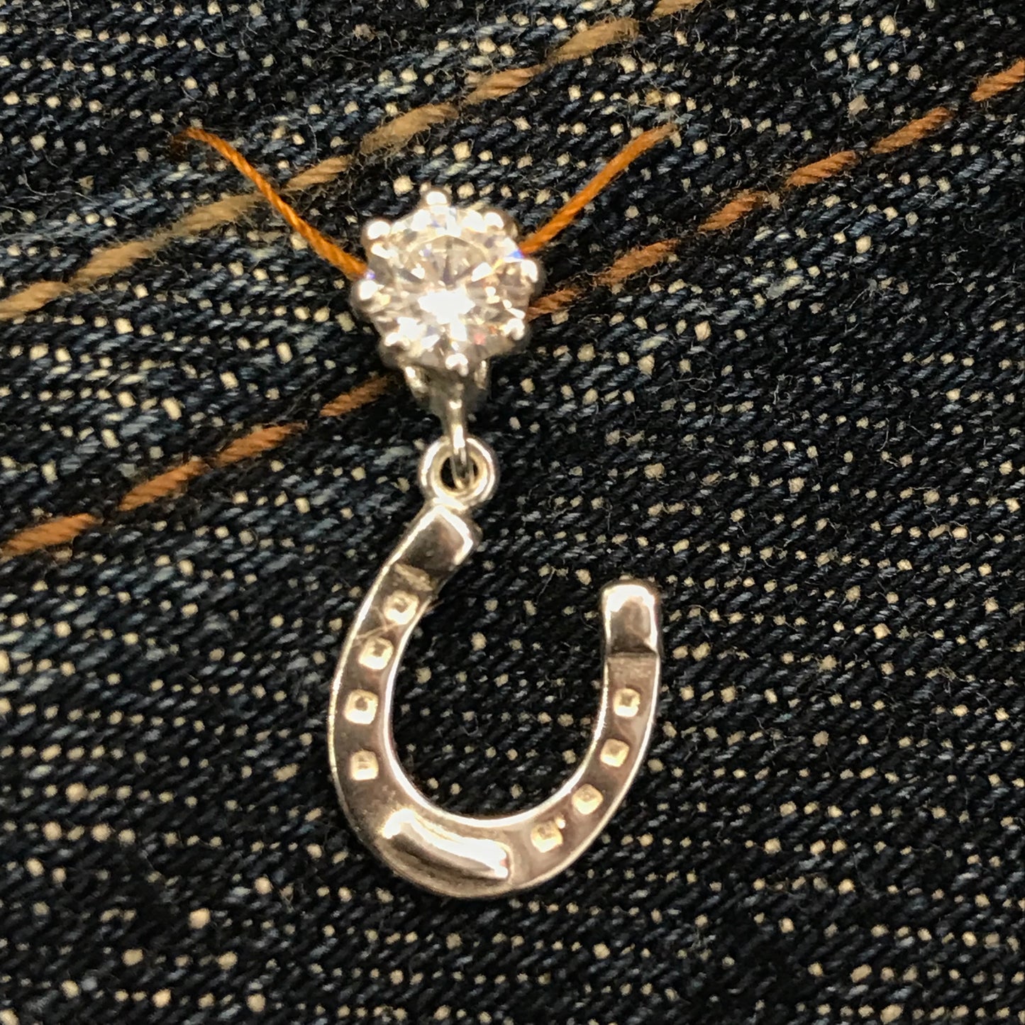 Horseshoe and CZ Pendant