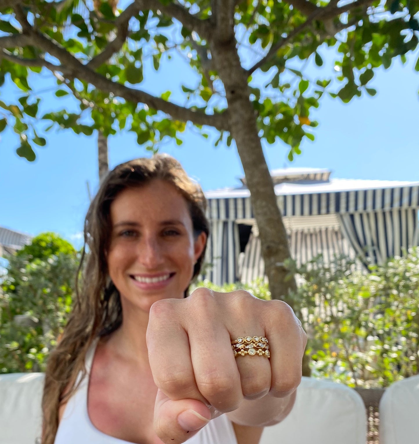 Gold Stacking 'Leaf' Ring