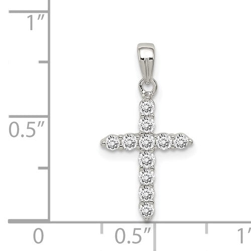 Silver CZ Cross Pendant