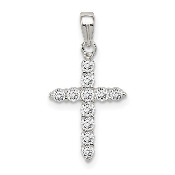 Silver CZ Cross Pendant