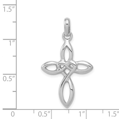 Silver Celtic Heart Cross Pendant