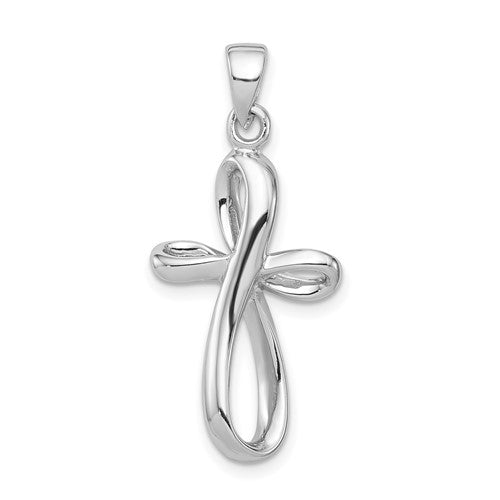 Silver Ribbon Cross Pendant
